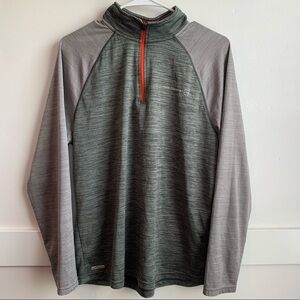 Free Country Active Gray & Orange Quarter Zip Long Sleeve Shirt